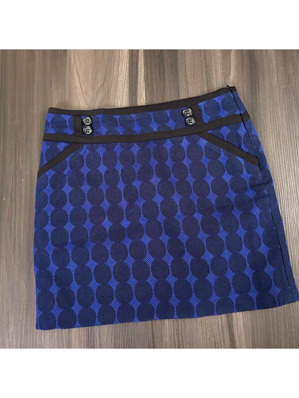 Forenza Mini Tweed Skirt Blue & Black Circle Retro Women's Size 0